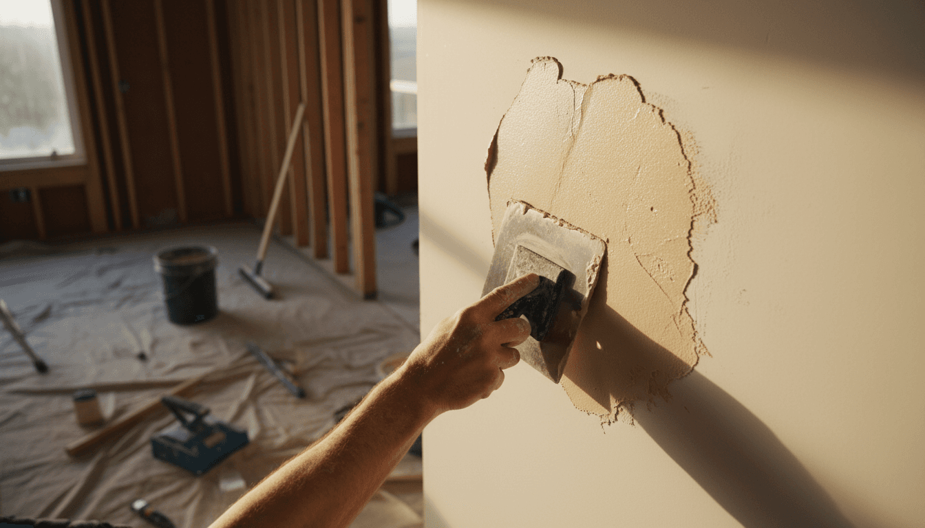 Skilled restoration work on drywall patching and repair