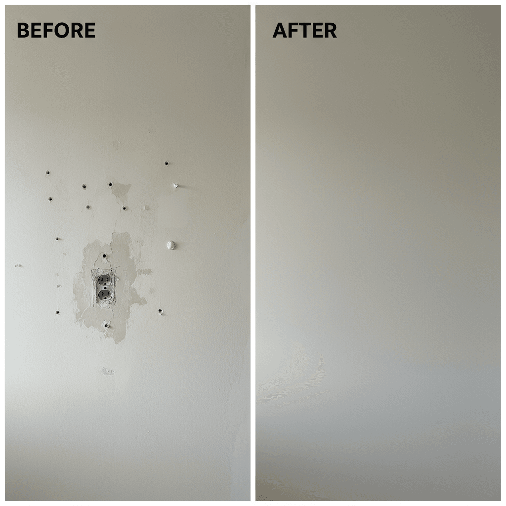 Professional drywall finishing and preparation before and after