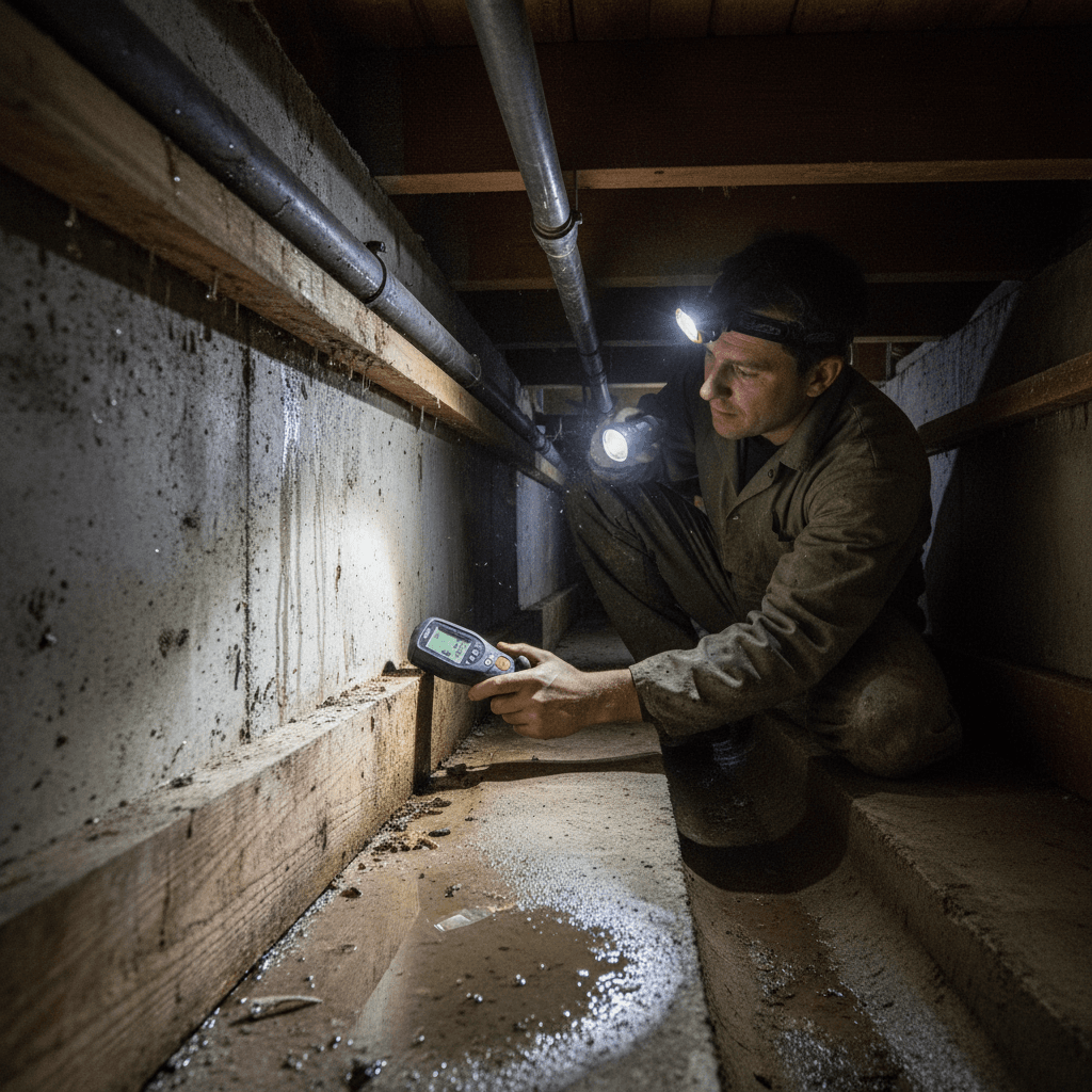 Crawl space mold and water inspection